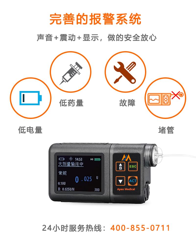 智凯TrucareIII型胰岛素泵搭载完善的报警系统